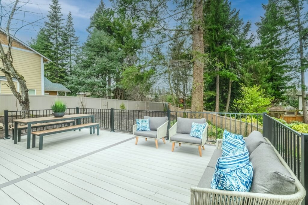 Finished backyard patio and outdoor living area